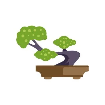 Bonsai tree icon symbolizing oriental culture and zen Illustrazione stock