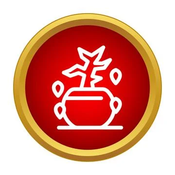 Bonsai tree line icon in red circle イラスト素材