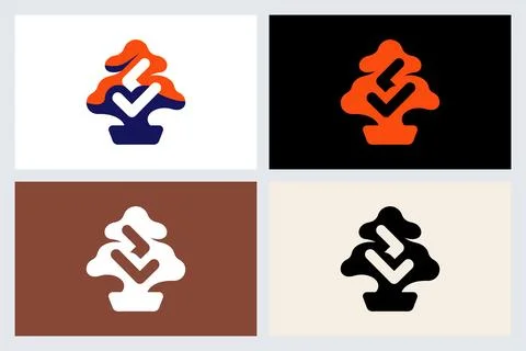 Bonsai Tree Logo Icon Vector Design Stock Illustration