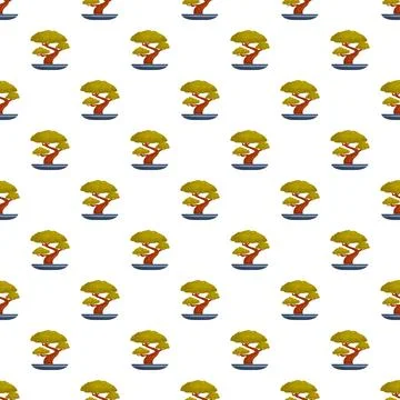 Bonsai tree pattern representing japanese art and minimalism Stock Illustration