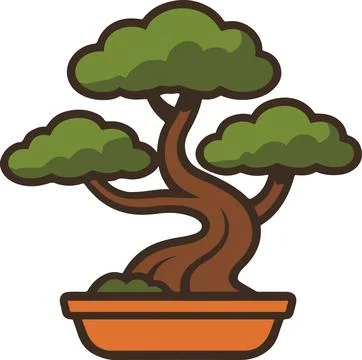 Bonsai tree in pot, minimal simple vector illustration Illustrazione stock