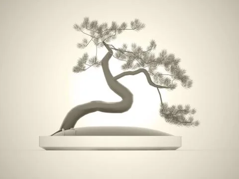 Bonsai tree rendered on dark background Stock Illustration
