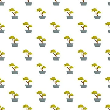 Bonsai tree repeat pattern on white background Stockillustratie