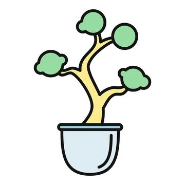 Bonsai tree representing balance and nature concept Stock Illustration