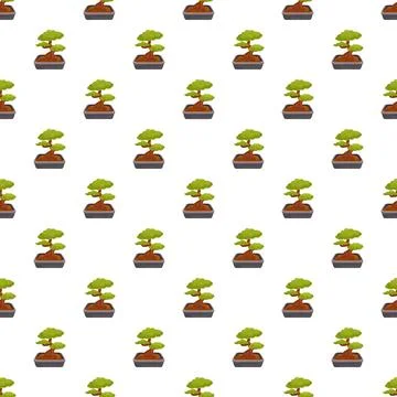 Bonsai tree seamless pattern for growth and harmony 스톡 일러스트