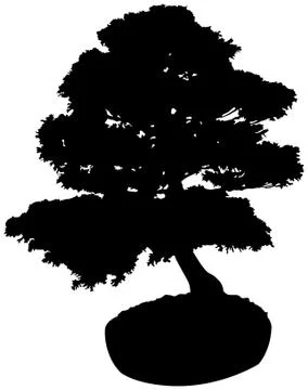 Bonsai tree silhouette Stock Illustration