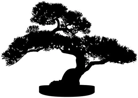 Bonsai tree silhouette Illustration