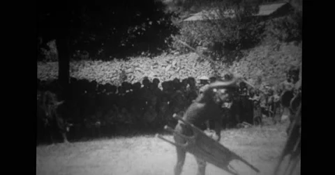 Bontoc Igorot men performing tribal dance Stock Footage