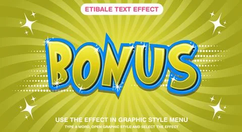 Bonus 3d fully editable vector eps text effect Stock Illustration