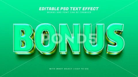 Bonus 3d green text effect editable Plantilla PSD