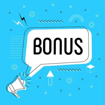 Bonus in bubble vector on bright background. Comic speech bubble. Stock Illustration