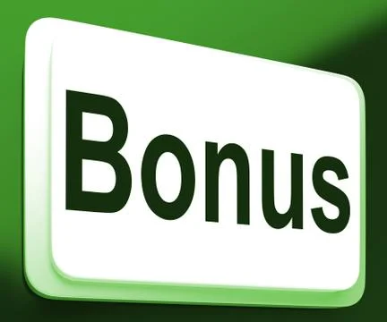 Bonus button shows extra gift or gratuity online Illustrazione stock