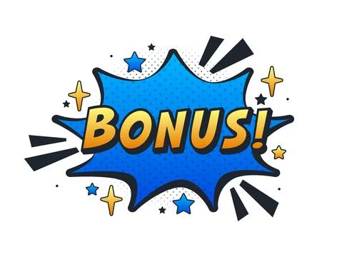 Bonus comic book style expression in speech bubble Stock-Illustration