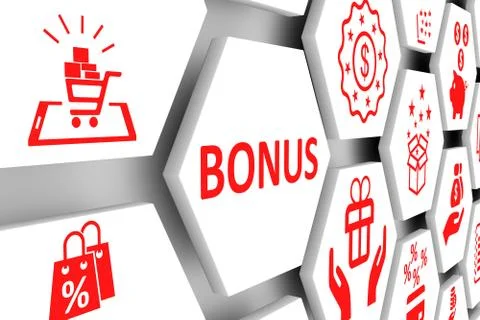 BONUS concept cell background 3d illustration Stock Illustration