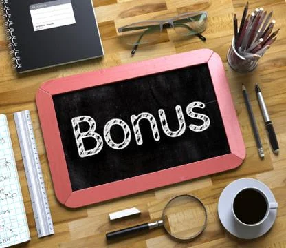 Bonus Concept on Small Chalkboard. 3D Illustration Stock Illustration
