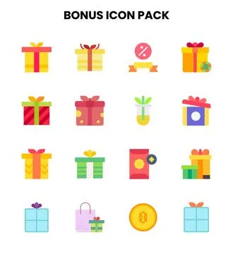 Bonus Flat Vector Icons Pack Stock Illustration