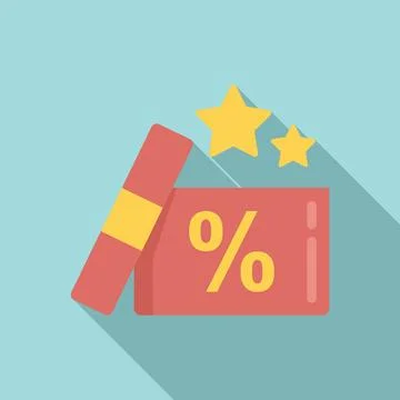 Bonus gift box icon, flat style Stock Illustration