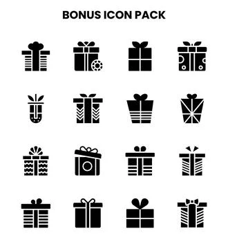 Bonus Glyph Bundle Icons Pack Stock Illustration