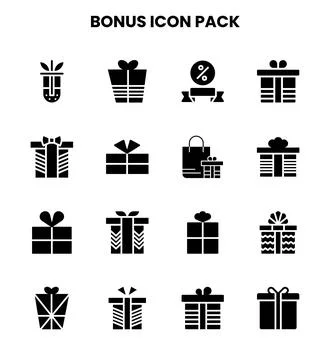 Bonus Glyph Bundle Icons Pack Stock Illustration