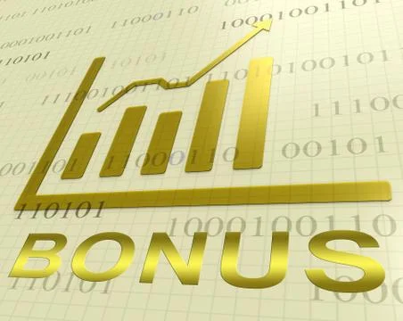 Bonus Graph Increasing Shows Extra Reward 3d Rendering Stockillustratie