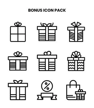 Bonus Line Vector Icons Pack Stock Illustration