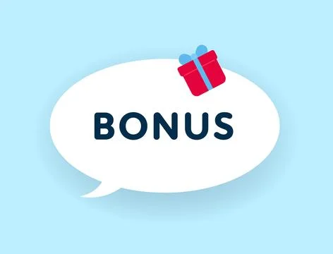 Bonus message sign. Vector modern color illustration. Talk bubble white shape Illustrazione stock