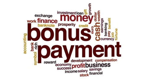 Bonus payment animated word cloud, text design animation. Stock Footage 71576977