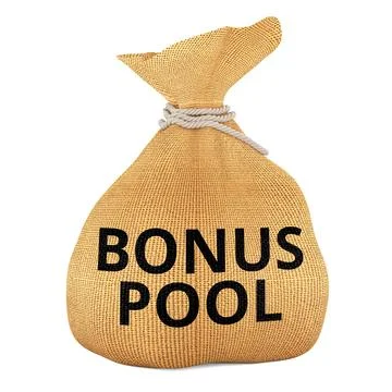 Bonus Pool concept with burlap sack. 3D rendering Stock Illustration
