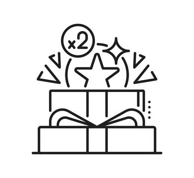 Bonus reward gift present icon with x2 offer Stock Illustration