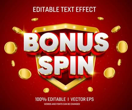 Bonus spin vector 3d text effect with modern style design Illustrazione stock