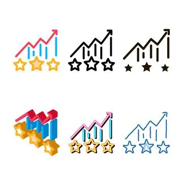 Bonus star statistics set icon vector outline Stock Illustration