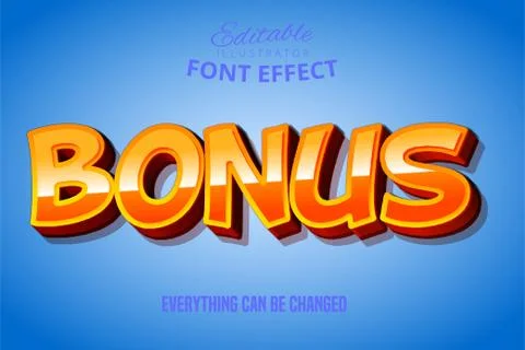 Bonus text, 3d red and yellow editable font effect Stock Illustration