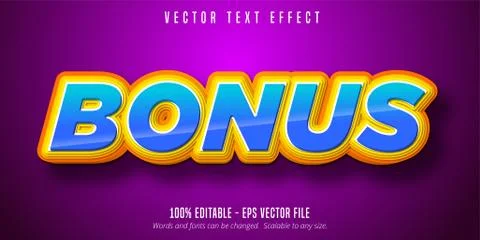 Bonus text, cartoon style editable text effect Stock Illustration