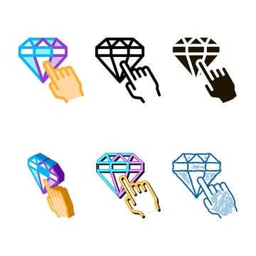 Bonus types diamond selection icon vector outline Stock Illustration