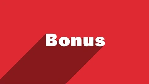 BONUS white letters with shadow moving banner animation on red background. 4K Video stock 159831924