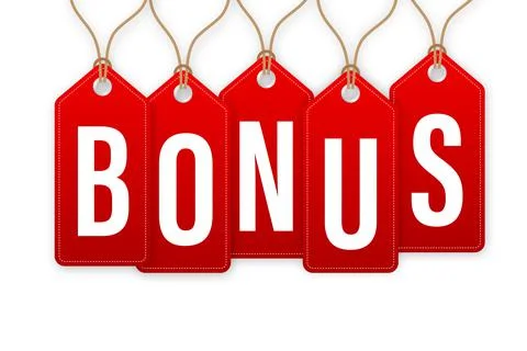 Bonus wording gift tags. Vector stock illustration. Illustrazione stock