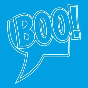 BOO, comic text sound effect icon, outline style Illustrazione stock