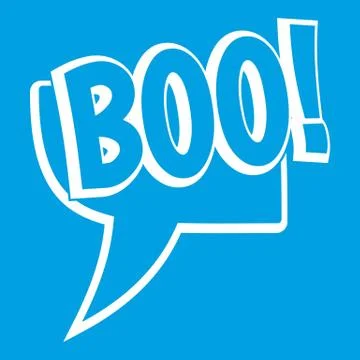 BOO, comic text speech bubble icon white Stock Illustration
