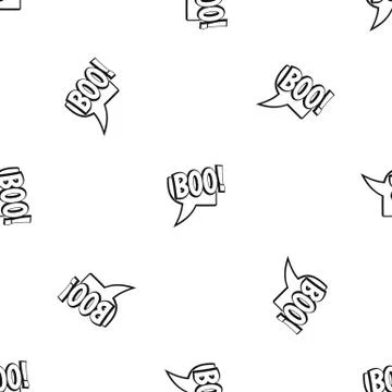 BOO, comic text speech bubble pattern seamless black Stock Illustration