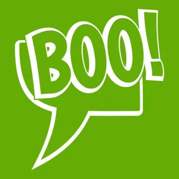 BOO, comic text speech bubble icon green Illustrazione stock