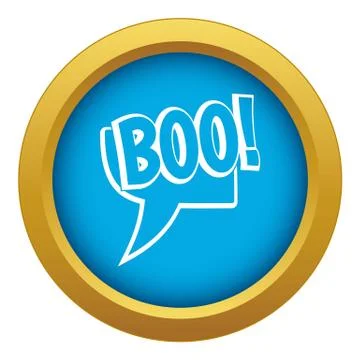 BOO, comic text speech bubble icon blue vector isolated Illustrazione stock