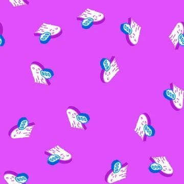 Boo ghost isometric icon seamless pattern Stock Illustration