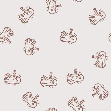 Boo ghost line seamless pattern Illustrazione stock