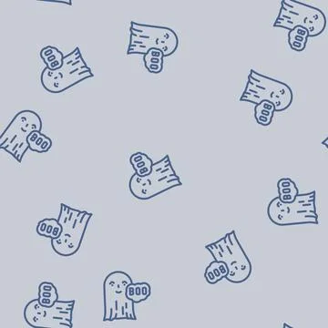 Boo ghost line vector seamless pattern Stock Illustration