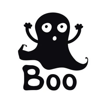 Boo. Ghost time. Halloween theme. Handdrawn lettering phrase. Design element for Stock Illustration
