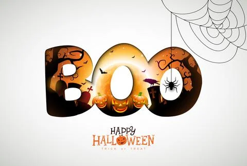 Boo Happy Halloween design vector Stock Illustration