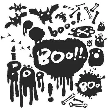 Boo Ink Doodle Set Stock Illustration