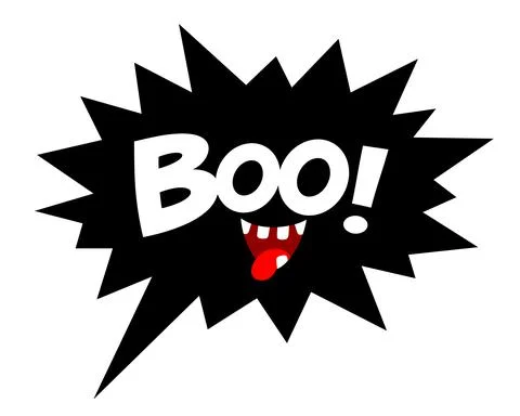 Boo letters on comic text. Cute halloween greeting. Stock Illustration