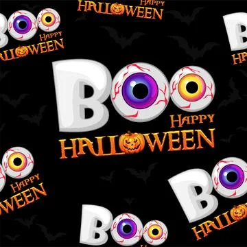 Boo seamless pattern, texture of happy halloween. Illustrazione stock