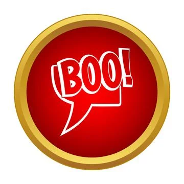Boo. Word in red speech bubble icon Stock Illustration